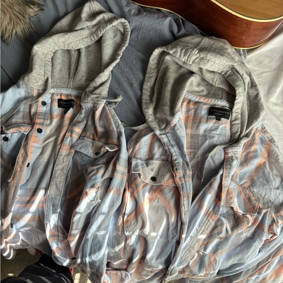 SET OF 2 Couples No Boundaries Oversized Fit Hoodies Plaid Blue/orange XS & 3XL - Picture 1 of 12